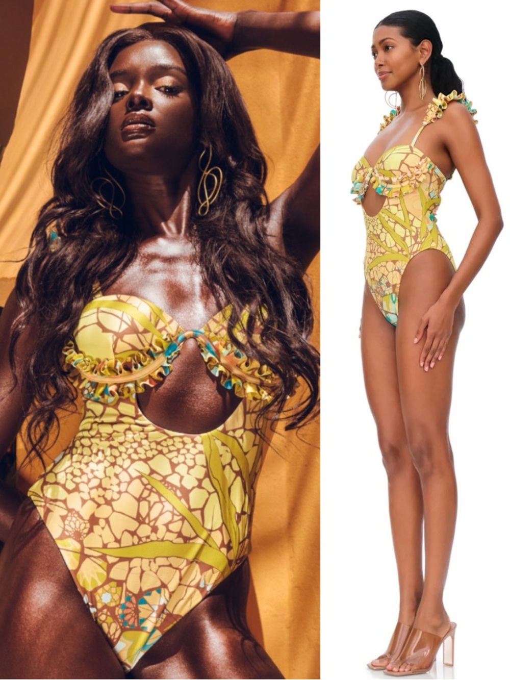 Andrea Iyamah Kuji One-Piece Swimsuit Removable Straps Mosaic Print NEW with tag